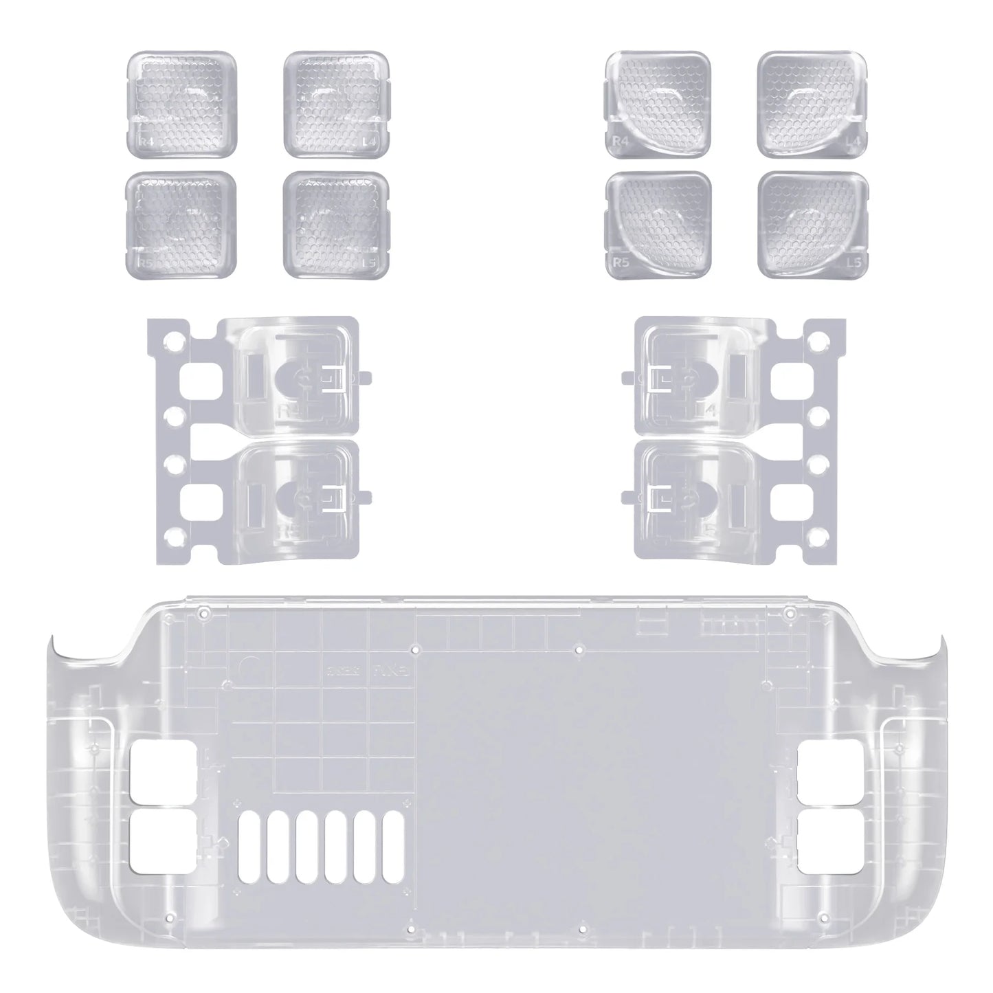 eXtremeRate Interchangeable Back Buttons Bottom Shell for Steam Deck LCD & OLED , Fingers Grip Back Shell - Black