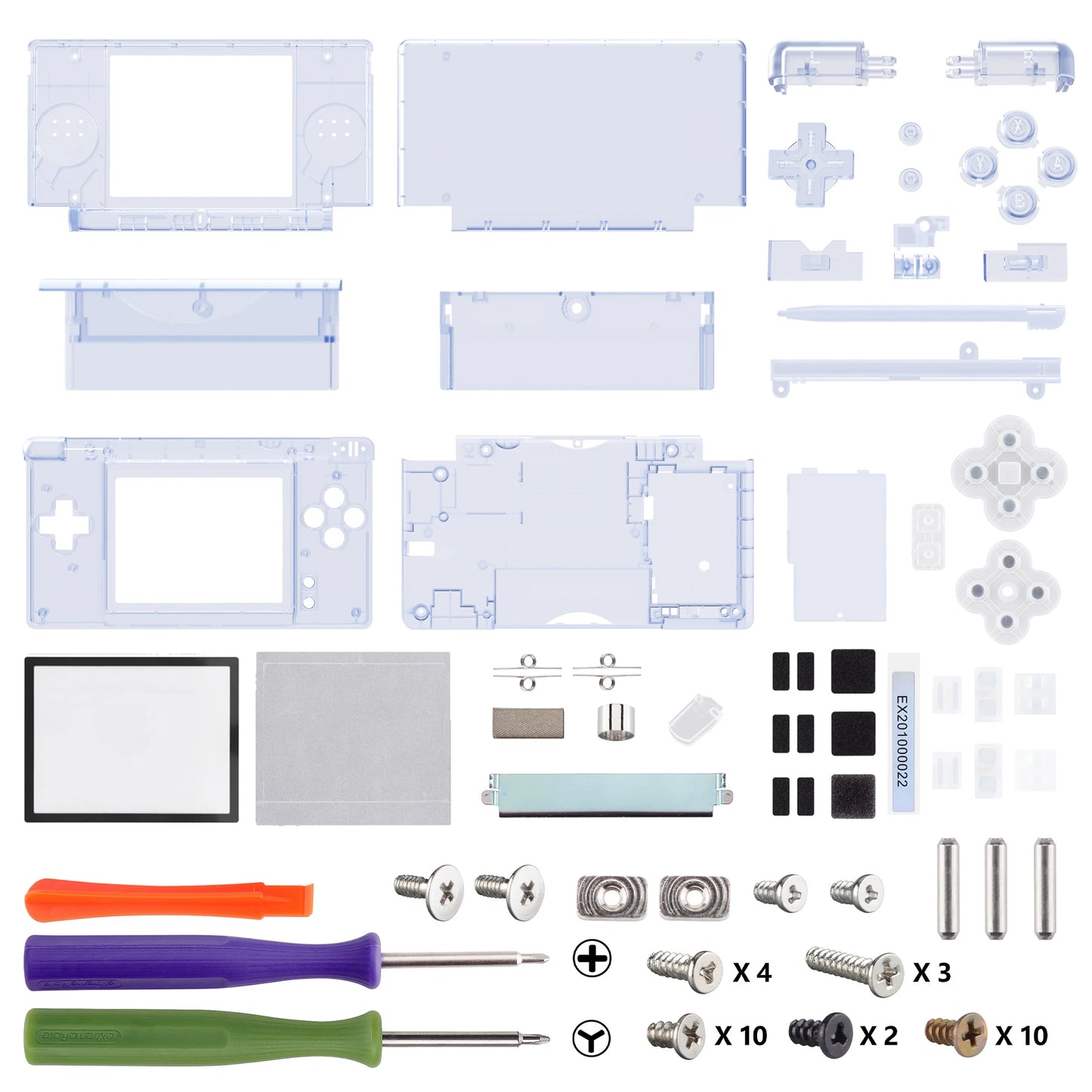 eXtremeRate Replacement Full Housing Shell for Nintendo DS Lite, Custom Case Cover Button Screen Len for NDSL - Clear Series