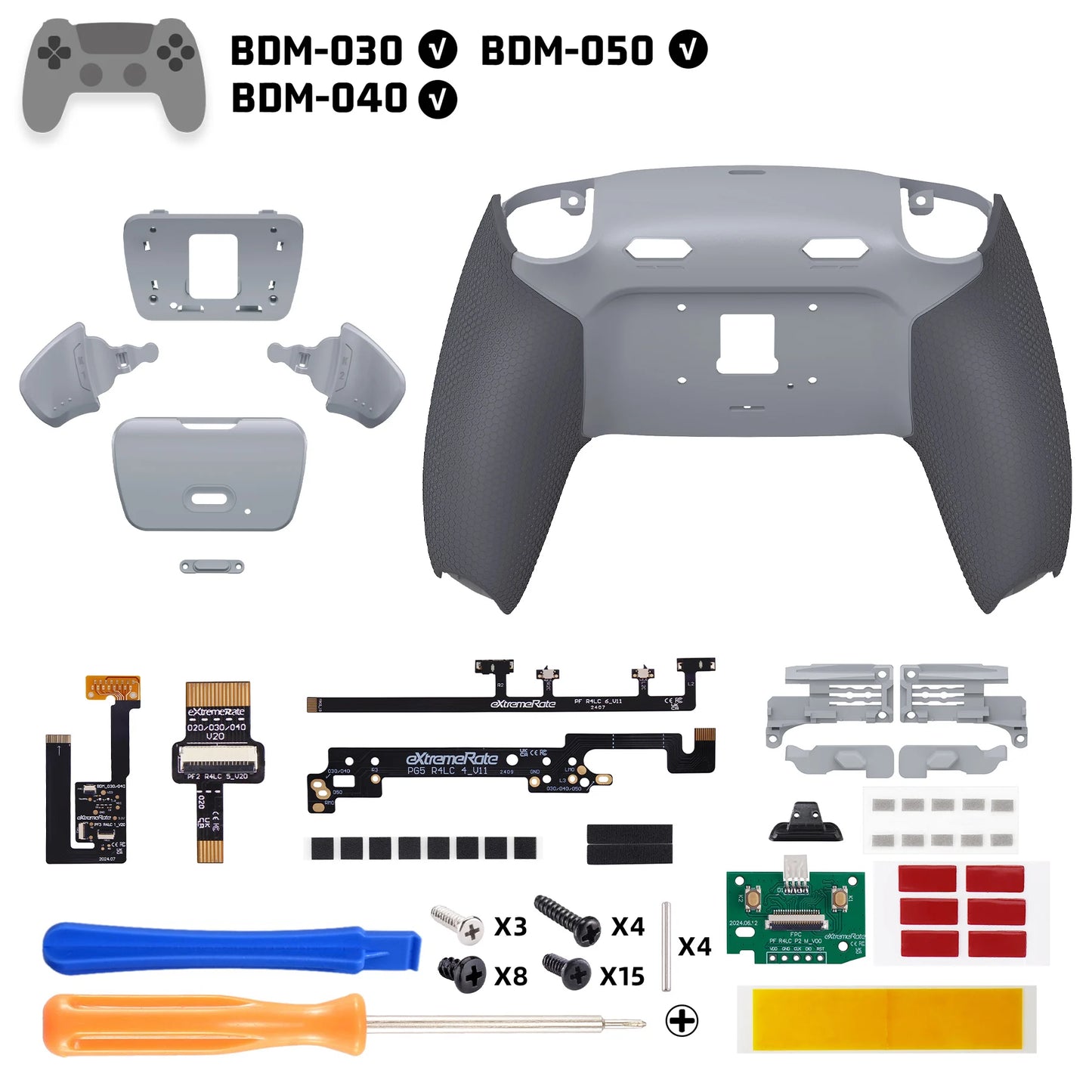 eXtremeRate RISE Plus MAX Remappable Back Buttons Kit w/Clicky Trigger Stop & Rubberized Grip for ps5 Controller BDM-030 040 050