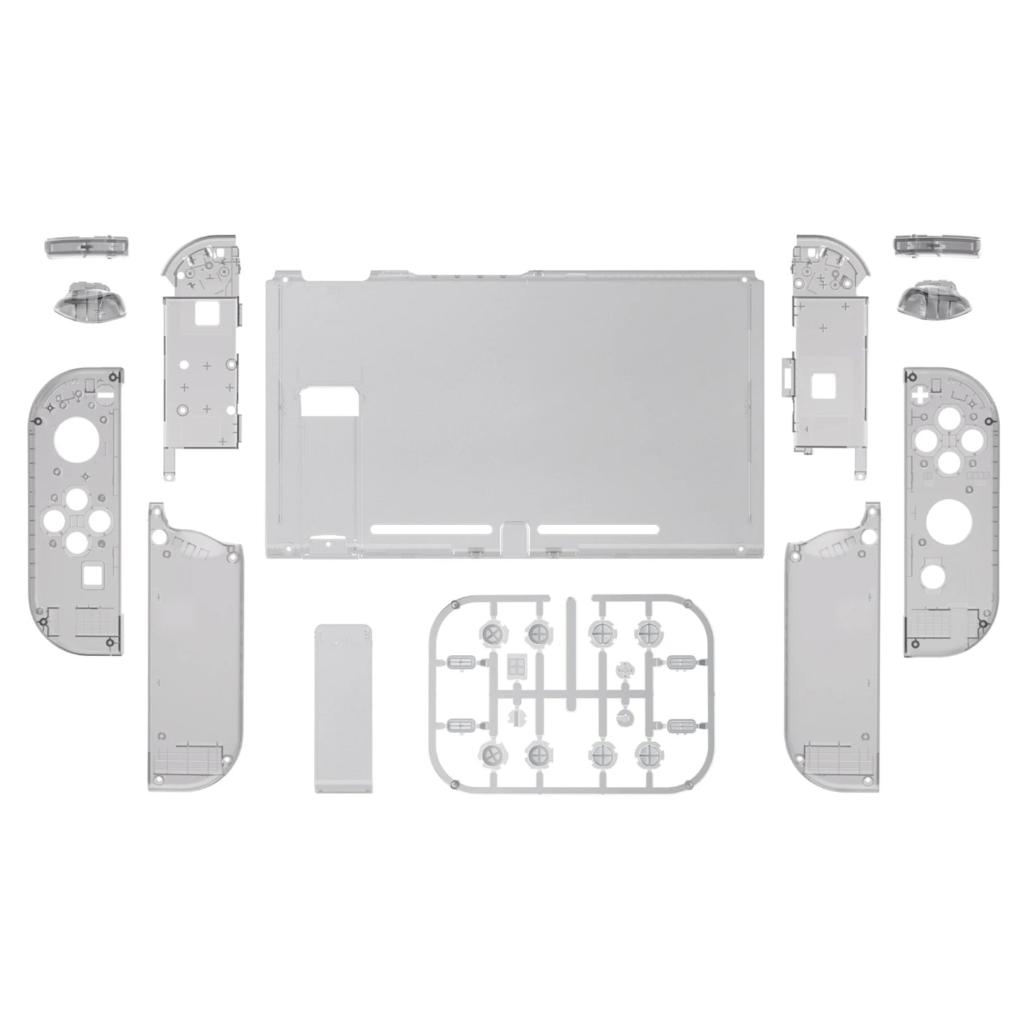 eXtremeRate Transparent Console Back Plate with Controller Housing Shell with Buttons for NS Switch Console & JoyCon