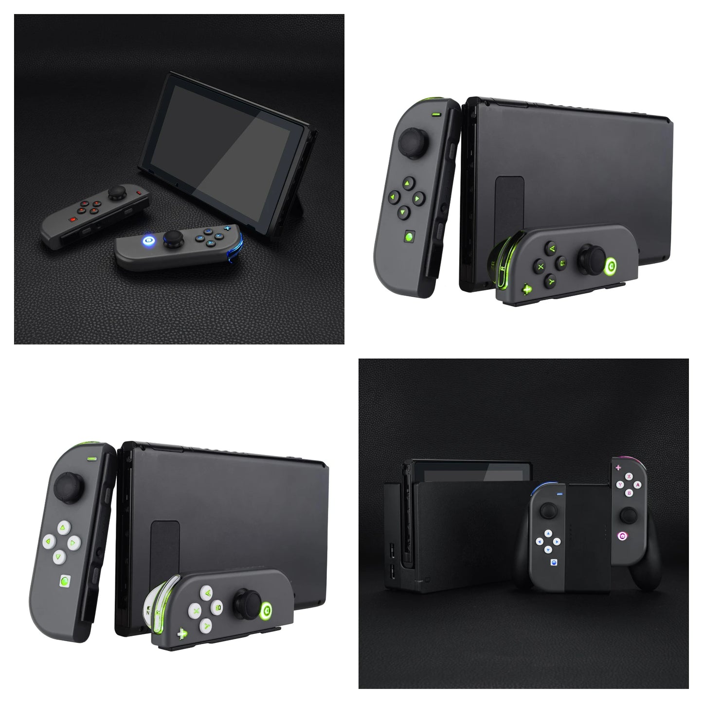 eXtremeRate 7 Colors 9 Modes DFS LED Kit Multi-Colors Luminated Classical Symbols Face Buttons for NS Switch & OLED JoyCon