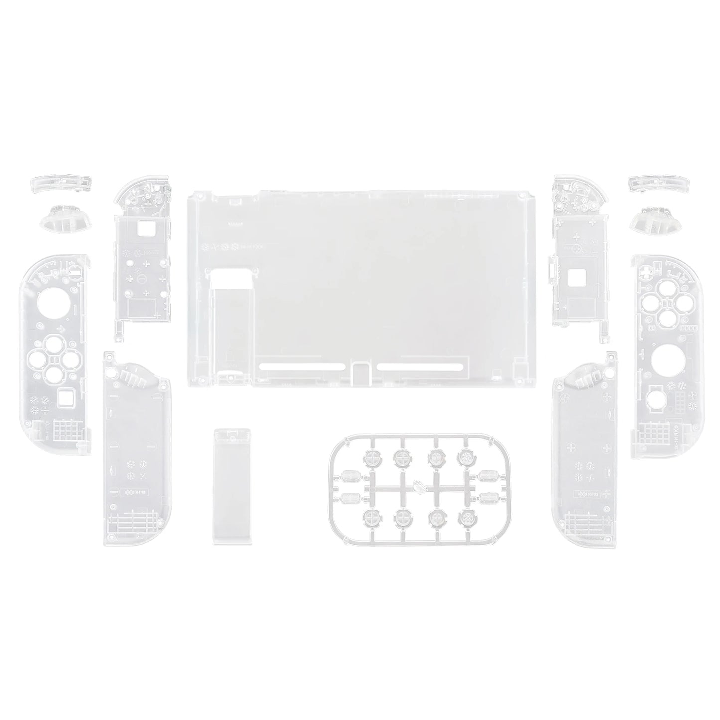 eXtremeRate Transparent Console Back Plate with Controller Housing Shell with Buttons for NS Switch Console & JoyCon