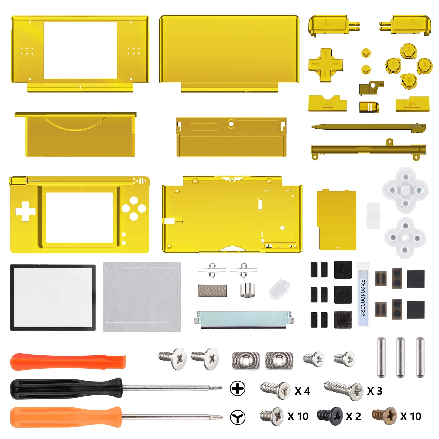 eXtremeRate Replacement Full Housing Shell for Nintendo DS Lite, Case Cover with Buttons, Screen Lens for NDSL - Single Series