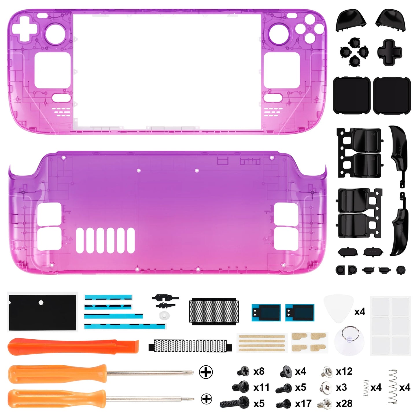 eXtremeRate Replacement Housing Shell Set for Steam Deck LCD, Faceplate Back Plate Shell with Buttons - Gradient Series