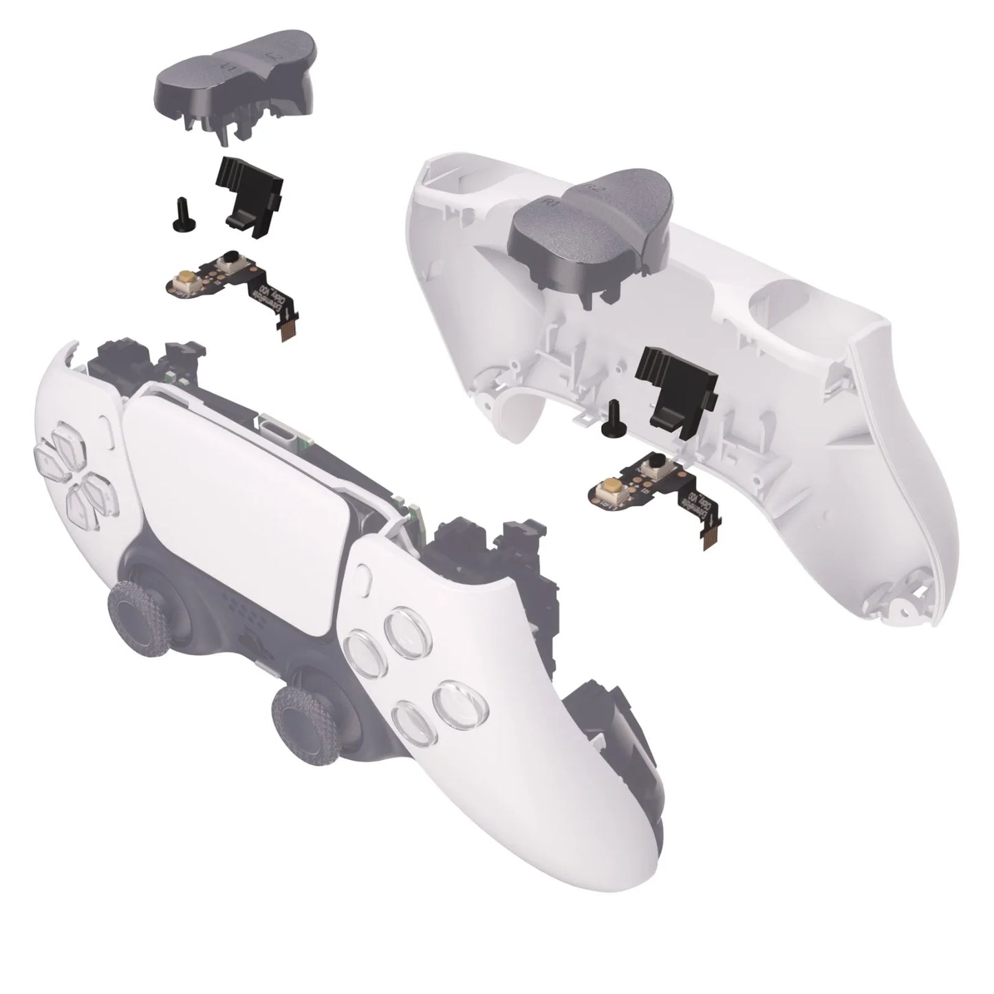 eXtremeRate Clicky Hair Trigger Kit Shoulder Buttons, Custom Flashshot Trigger Stop Flex Cable for PS5 Controller BDM-010 & 020