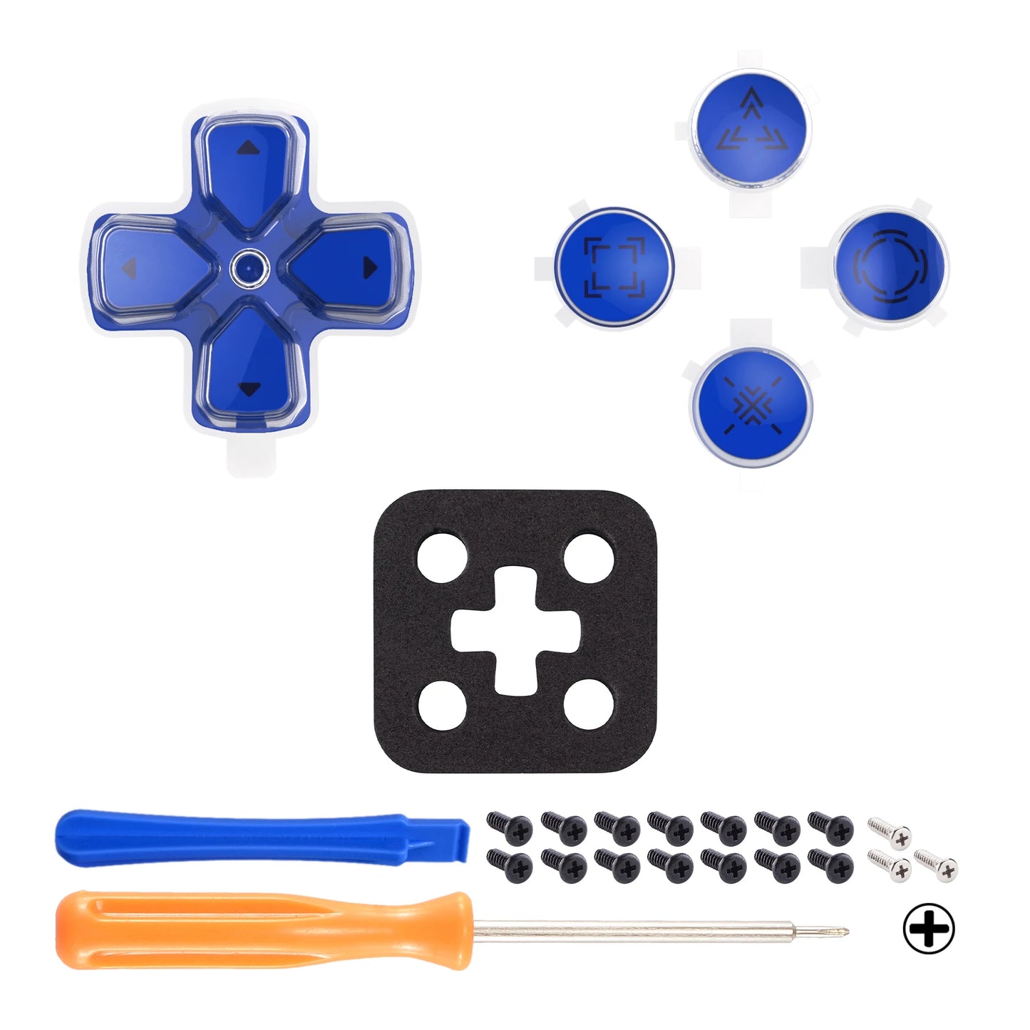eXtremeRate Custom Dpad Action Buttons Three-Tone Black & Clear with Symbols D-pad Face Buttons Compatible with ps5 Controller