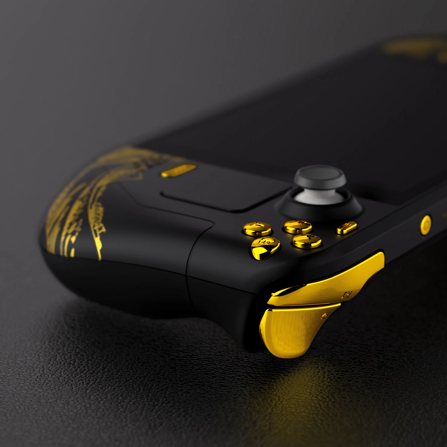 eXtremeRate Replacement Housing Shell Set for Steam Deck LCD, Faceplate Back Plate Shell with Buttons - The Great GOLDEN Wave