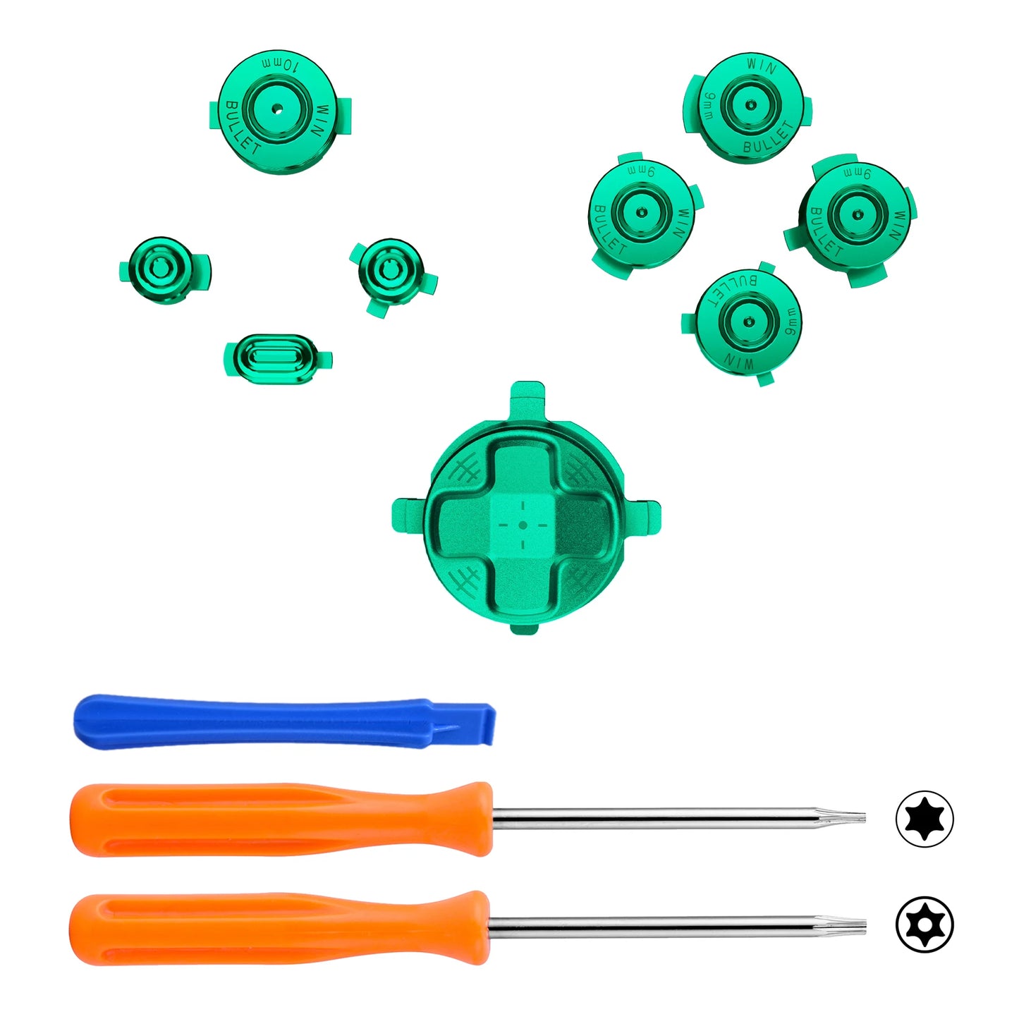 eXtremeRate 9 in 1 Custom Metal Buttons for Xbox Core Wireless Controller, Home ABXY Bullet Buttons for Xbox Series X/S
