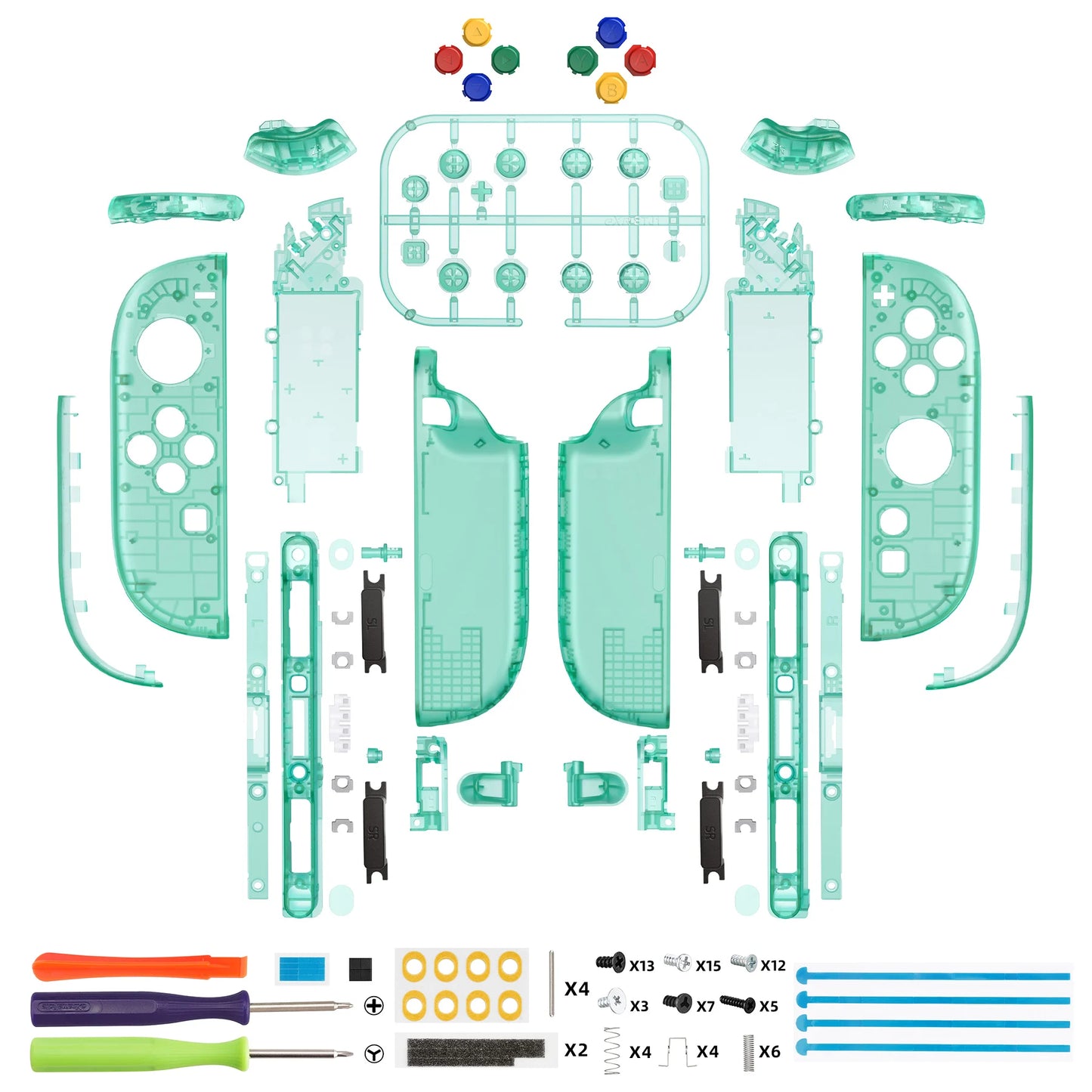 eXtremeRate DIY Replacement Housing Case Buttons for Joycon 2,  Decorative Strips & Middle Bracket & Tools for Nintendo Switch 2
