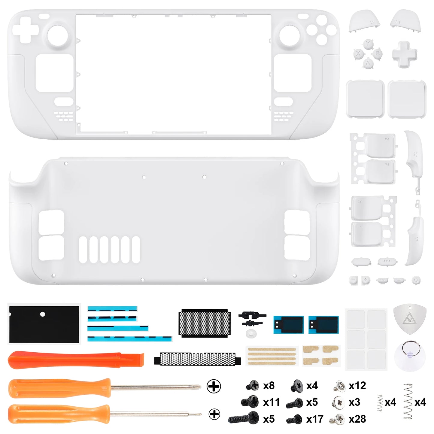 eXtremeRate DIY Replacement Shell for Steam Deck LCD, Transparent Case Set, Clear Edition Faceplate Back Plate Shell with Button