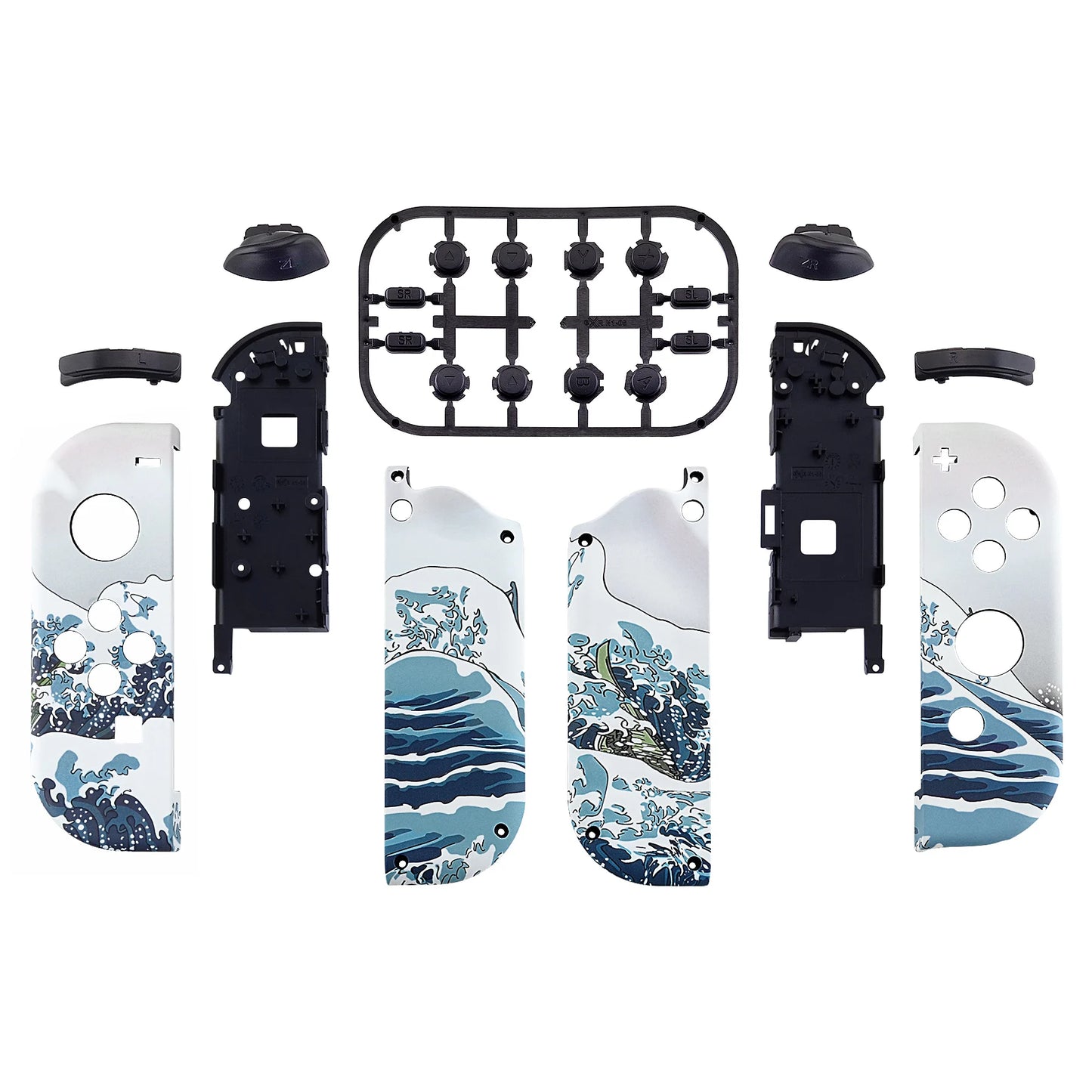 eXtremeRate Custom Patterned Controller Housing Shell Case with Full Set Buttons for NS Switch JoyCon & OLED Joycon - Wood Grain