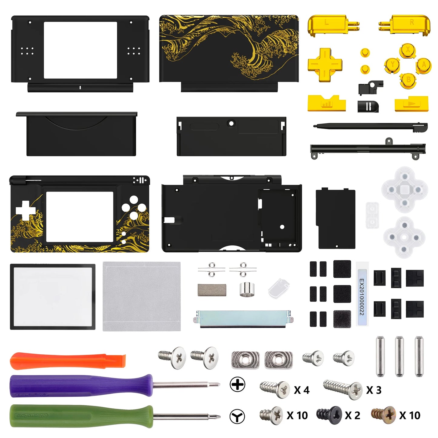 eXtremeRate Replacement Full Housing Shell for Nintendo DS Lite, Case Cover with Buttons, Screen Lens for NDSL - Single Series