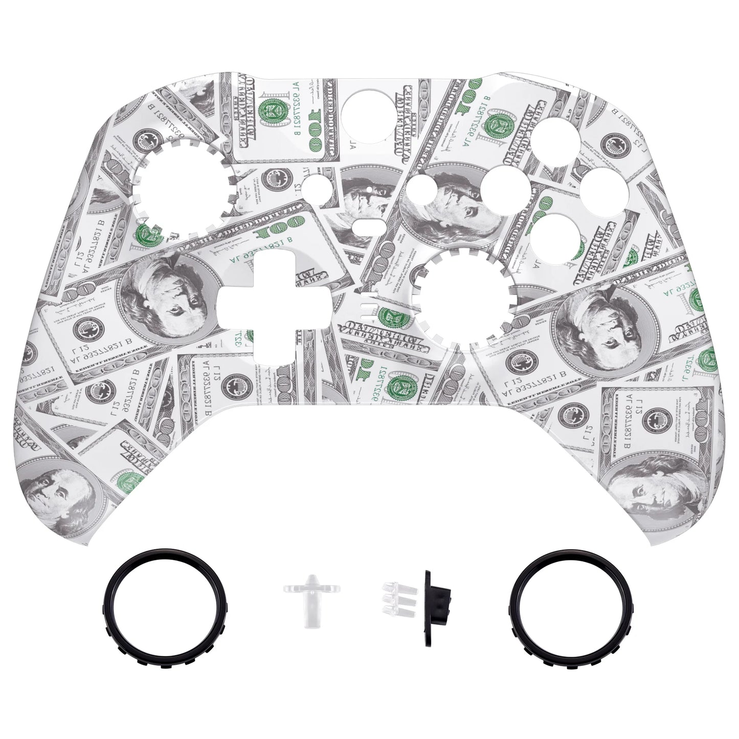 eXtremeRate Soft Touch Faceplate Front Housing Shell Repair Kit for Xbox One Elite Series 2 Controller - The Cash Money