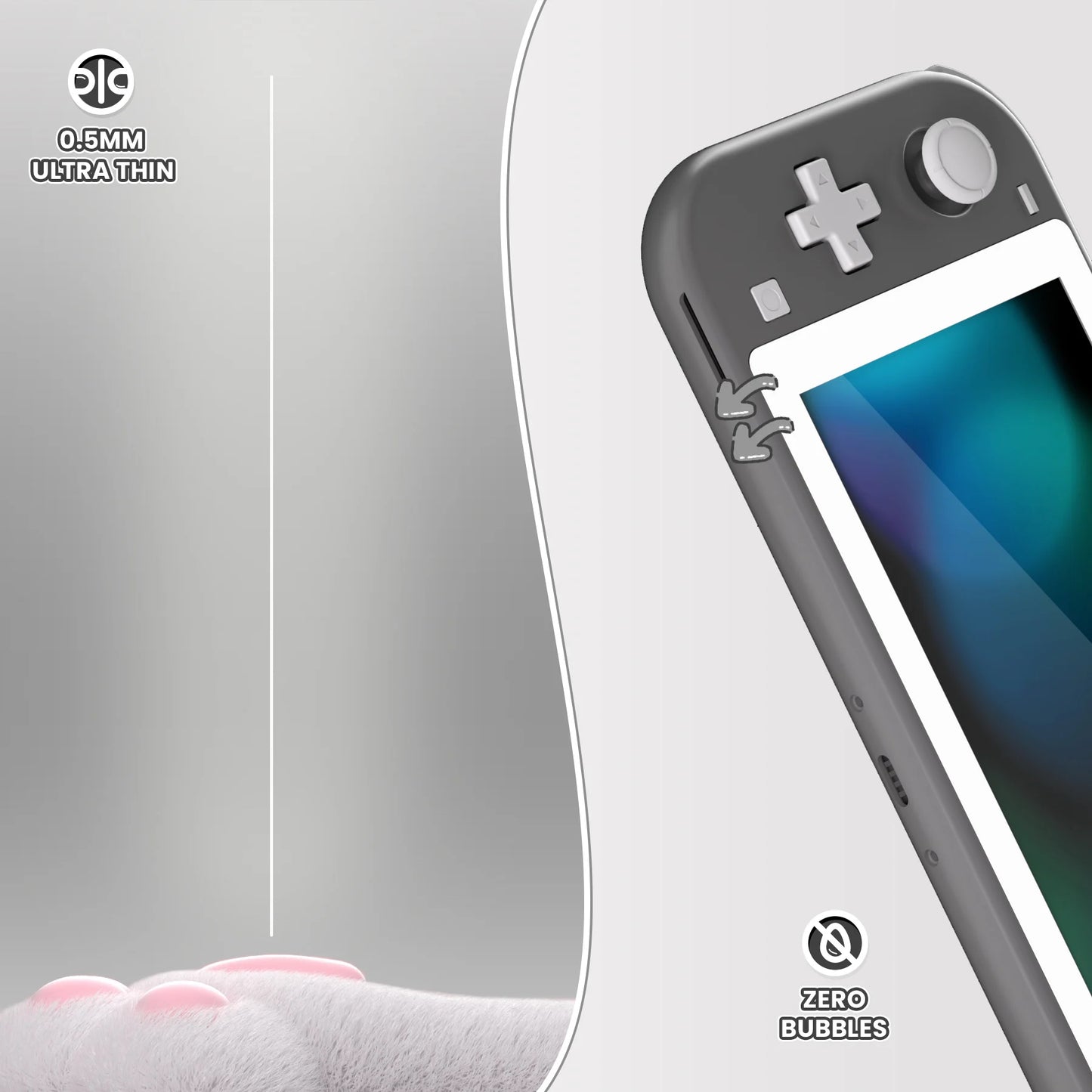 eXtremeRate Colourful Border Transparent HD Clear Accessories Saver Film Tempered Glass Screen Protector for NS Switch Lite