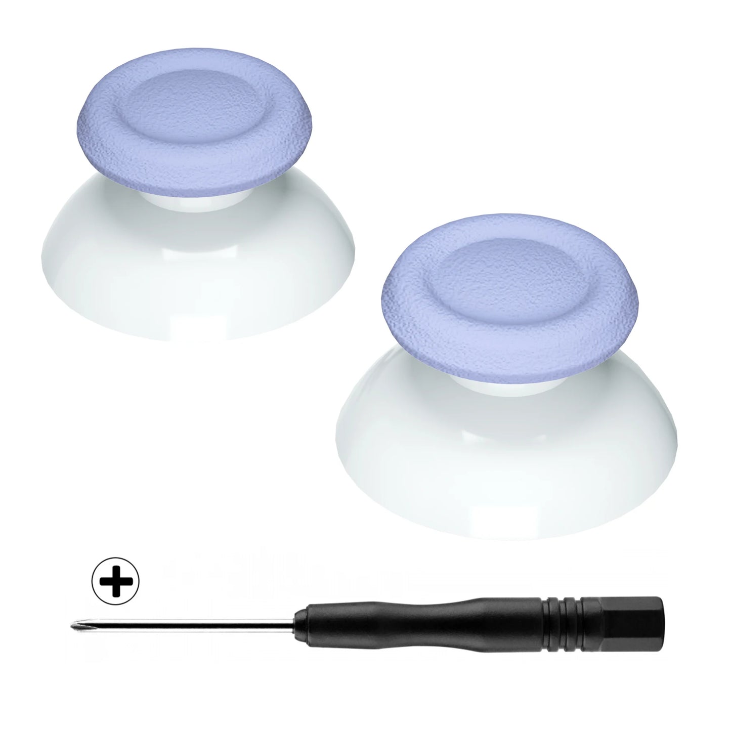 eXtremeRate Light Violet & White 3D Joystick Analog Thumb Sticks for PS5, for PS4 All Model Controller with Screwdriver