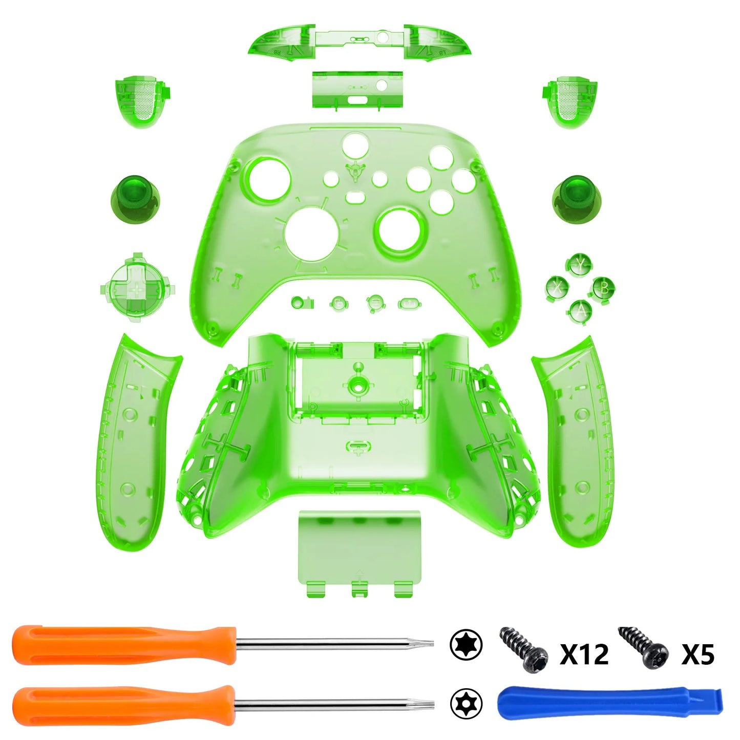 eXtremeRate Replacement Custom Transparent Controller Full Set Housing Shell with Buttons for Xbox Core Wireless Controller