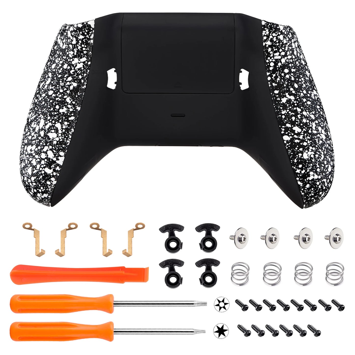 eXtremeRate FlashShot Trigger Bottom Shell Kit Back Shell & Handle Grips & Dual Trigger Locks for Xbox One S & One X Controller