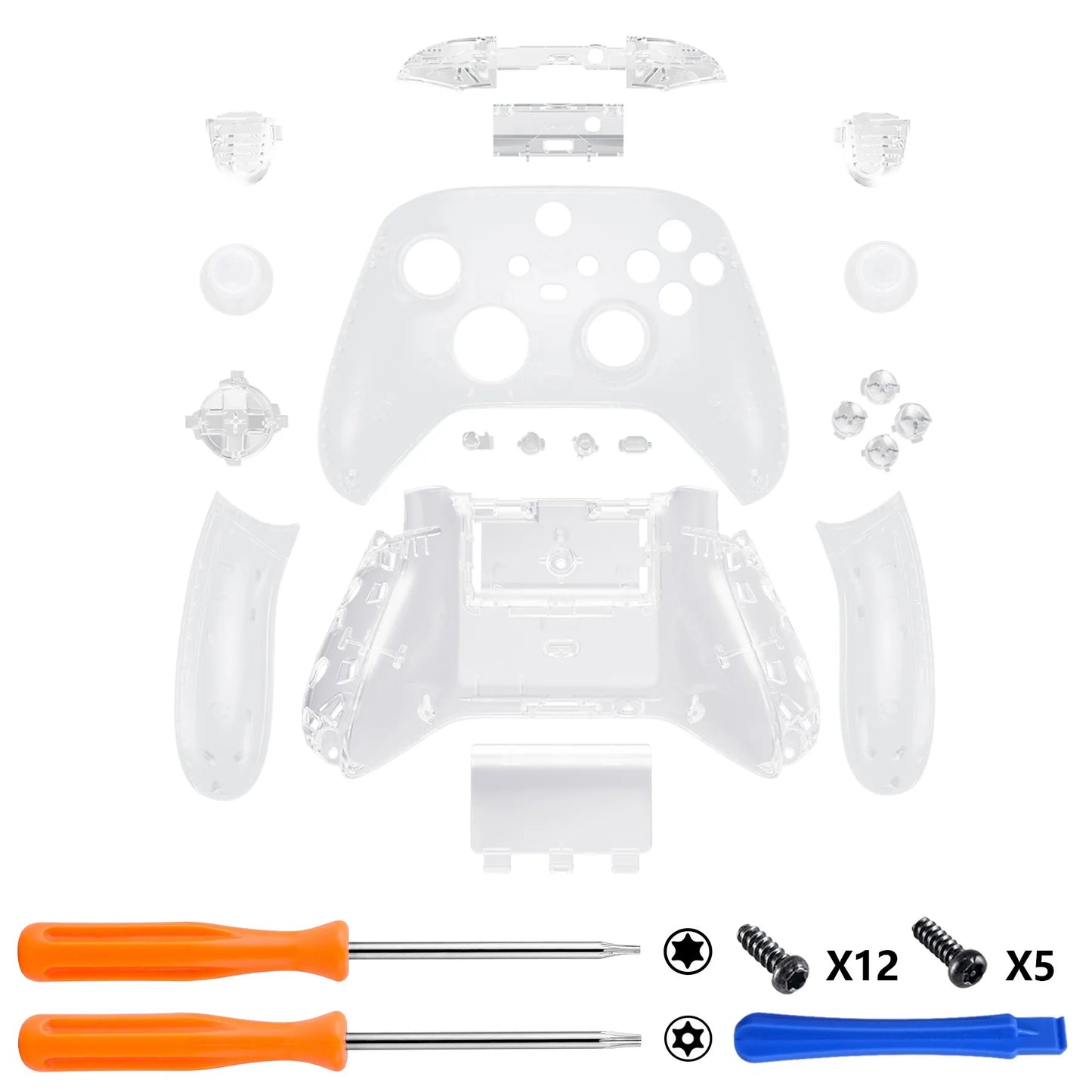 eXtremeRate Replacement Custom Transparent Controller Full Set Housing Shell with Buttons for Xbox Core Wireless Controller