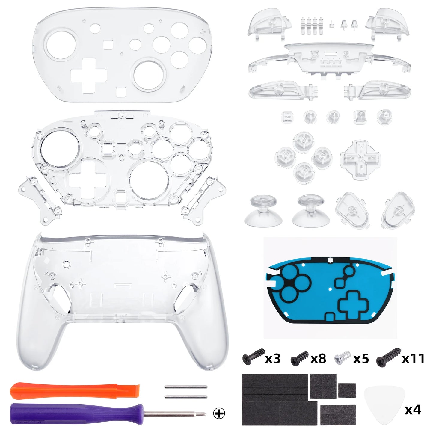 eXtremeRate DIY Replacement Full Set Shell Buttons for Nintendo Switch 2 Pro Controller, Faceplate Rear Bottom Cover