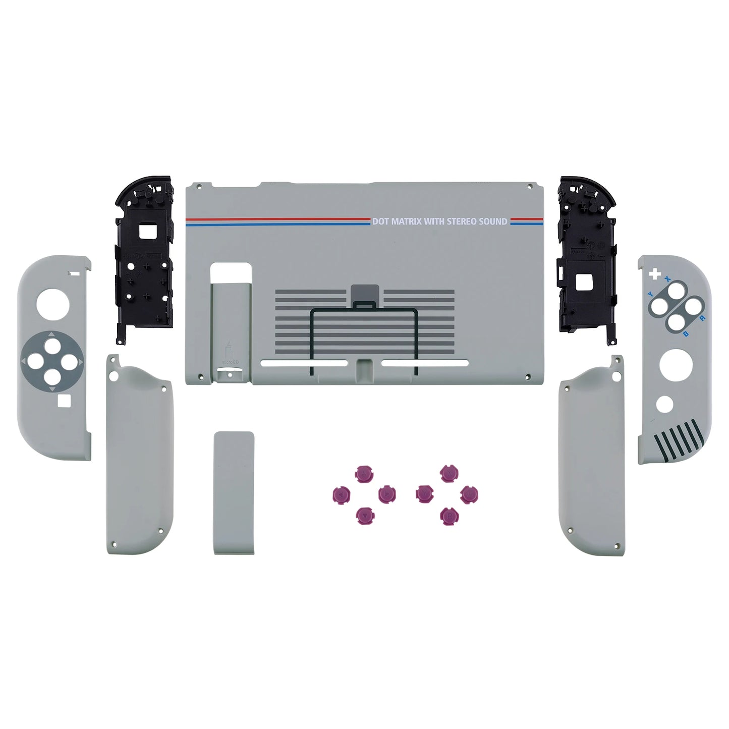 eXtremeRate Grip Console Backplate Controller Housing Shell with Full Set Buttons for NS Switch - Classics Style