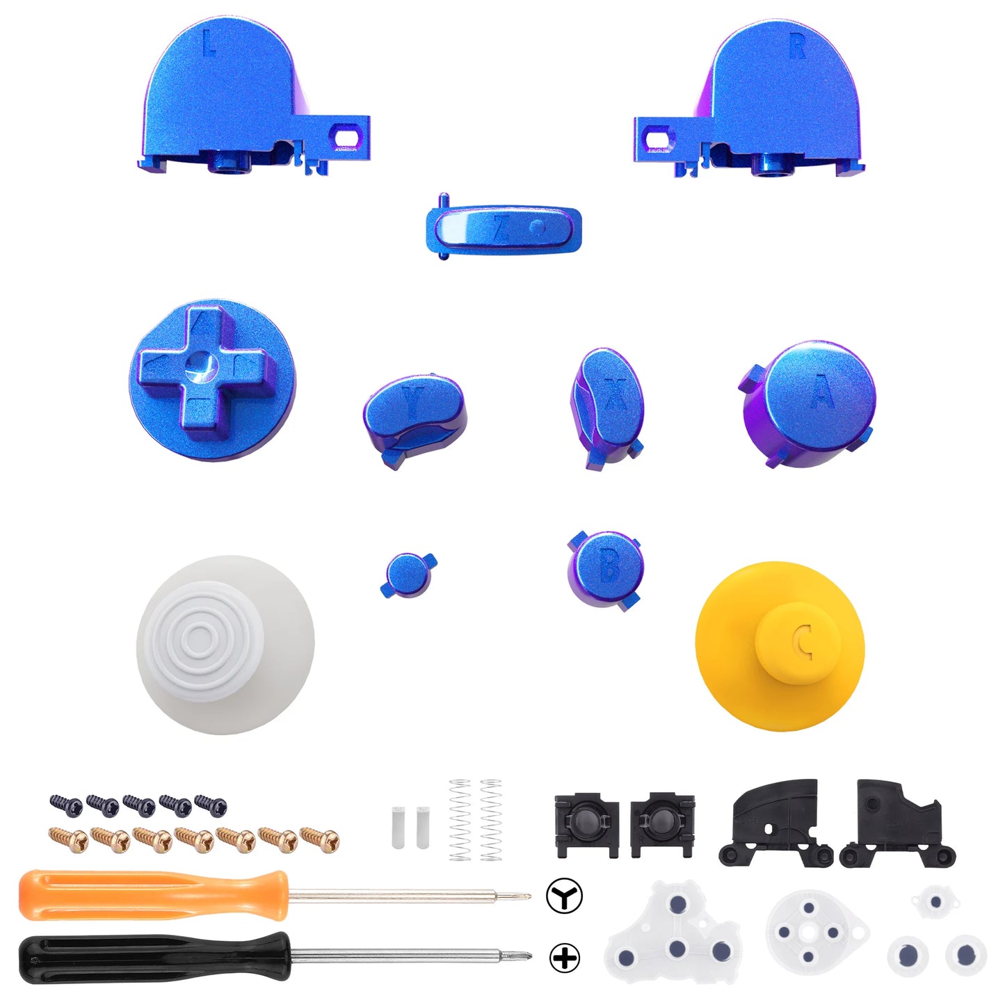 eXtremeRate DIY Replacement Full Set Buttons Thumbsticks & Tools for Nintendo GameCube Controller, Repair ABXY D-pad Z L R Keys