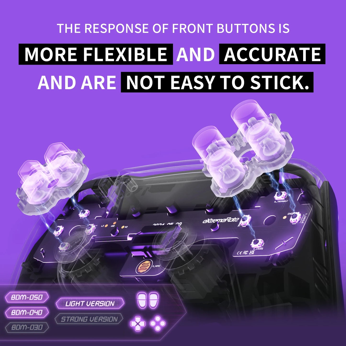 eXtremeRate Whole Clicky Kit V2 for ps5 Controller BDM-040/050/060 Shoulder Face Buttons, Micro Switch Clicky Hair Trigger Kit