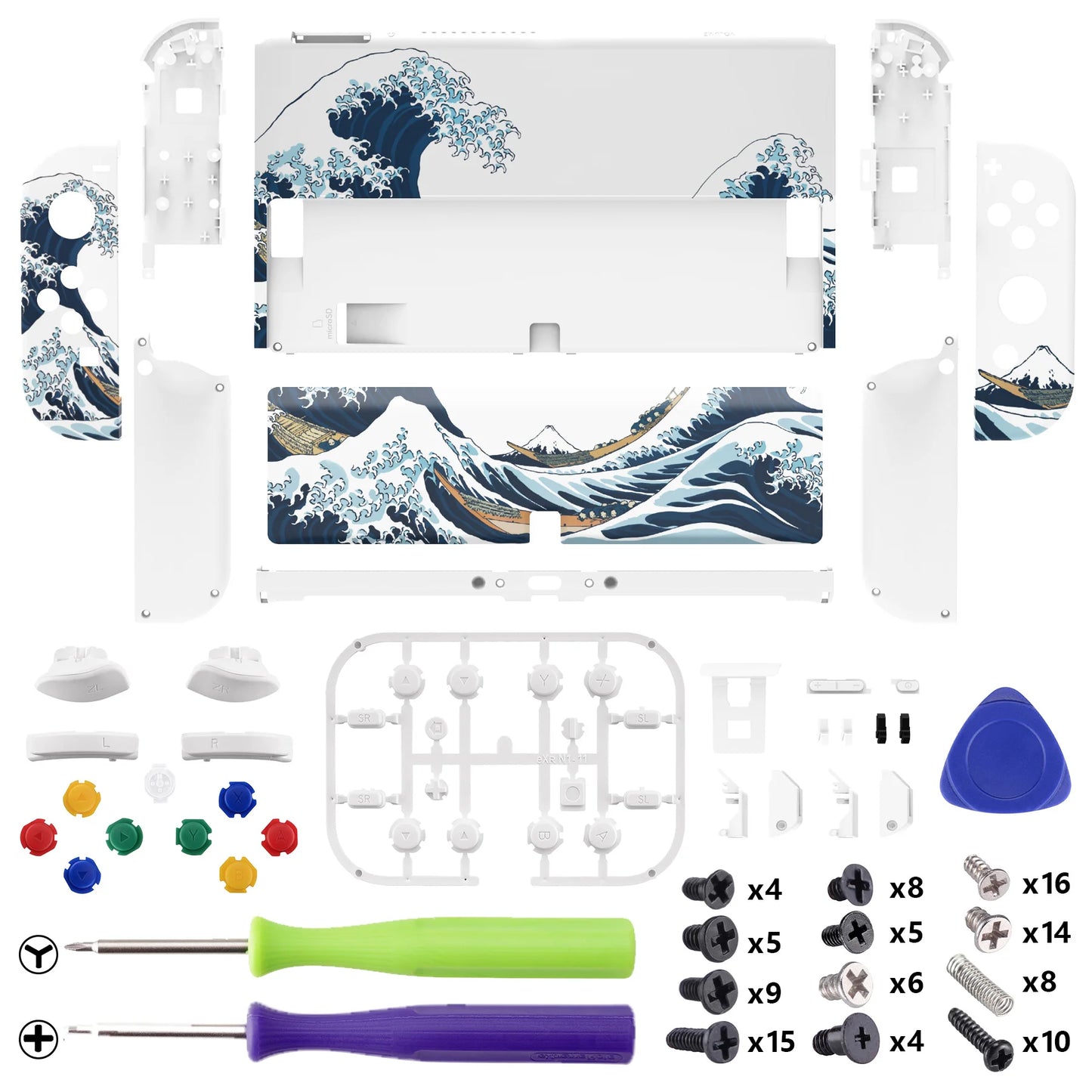 eXtremeRate Full Set Shell for Nintendo Switch OLED, Back Plate Kickstand & Buttons - Patterned Series