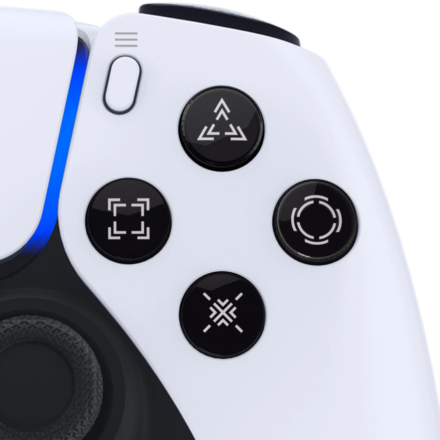 eXtremeRate Custom Dpad Action Buttons Three-Tone Black & Clear with Symbols D-pad Face Buttons Compatible with ps5 Controller