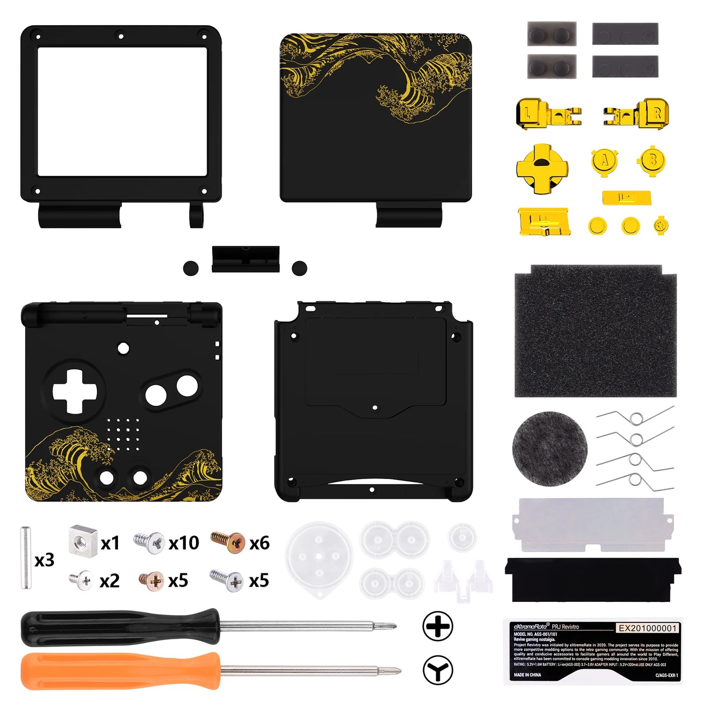 eXtremeRate IPS Ready Upgraded Custom Replacement Housing Shell for Gameboy Advance SP GBA SP for IPS & Standard LCD - Black