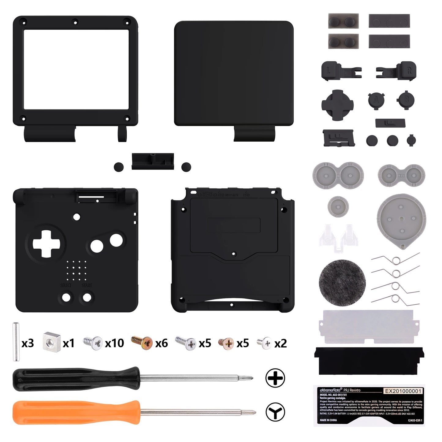 eXtremeRate IPS Ready Upgraded Custom Replacement Housing Shell for Gameboy Advance SP GBA SP for IPS & Standard LCD - Black