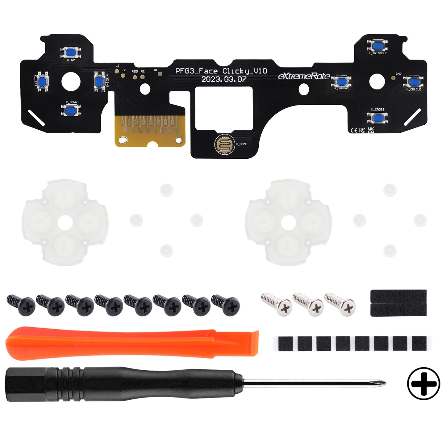eXtremeRate Face Clicky Kit for PS5 Controller BDM-030, Custom Tactile Dpad Action Buttons, Mouse Click Kit