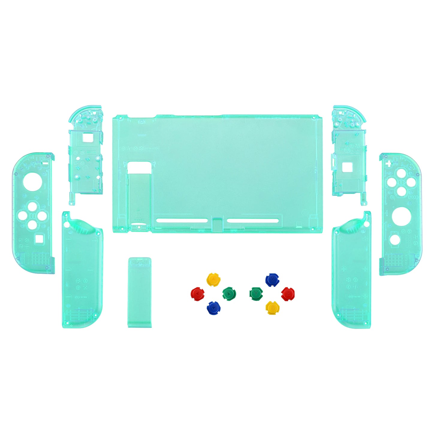 eXtremeRate Transparent Console Back Plate with Controller Housing Shell with Buttons for NS Switch Console & JoyCon