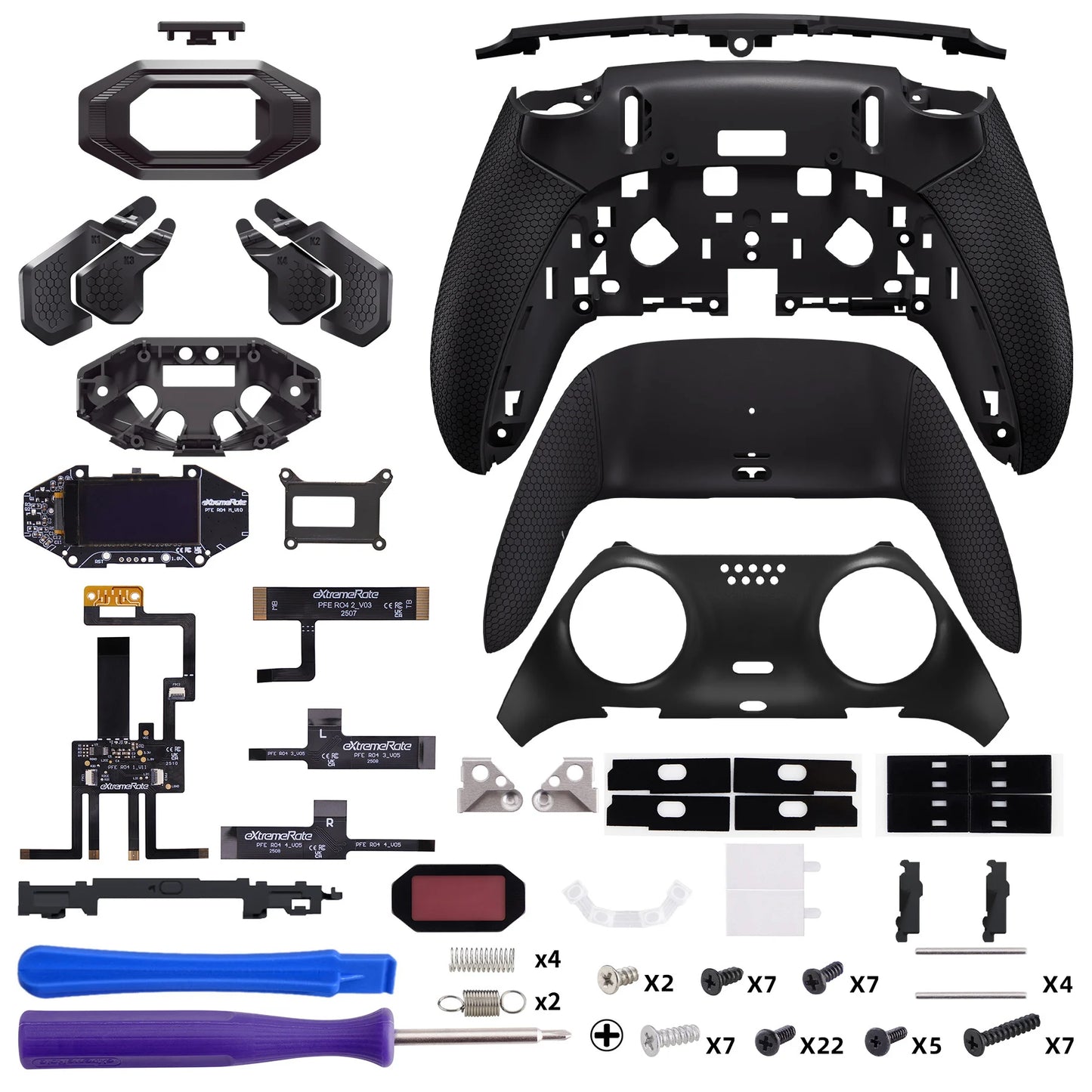 eXtremeRate for ps5 Edge Controller BEYOND Back Paddles Kit, Remappable 4 Back Buttons Attachment, OLED Display - Black