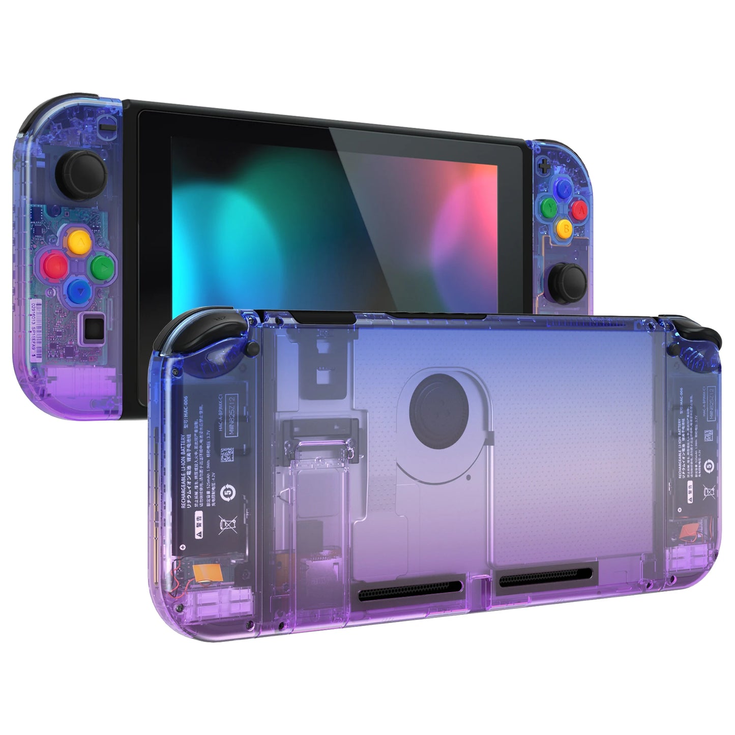 eXtremeRate DIY Replacement Back Shell with Full Set Buttons for NS Switch, Joycon Handheld Grips Kickstand - Gradient Series