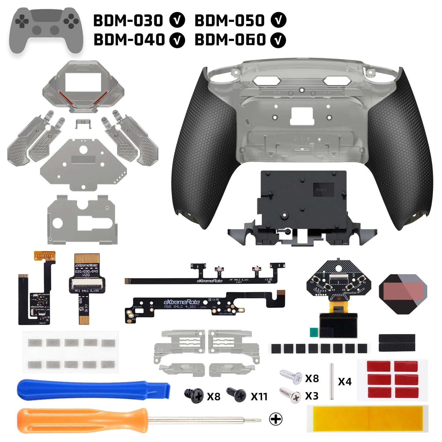eXtremeRate SPARK Back Paddles Kit for ps5 Controller BDM-030 040 050 060 models, Remappable 4 Back Buttons Set-Rubberized Black