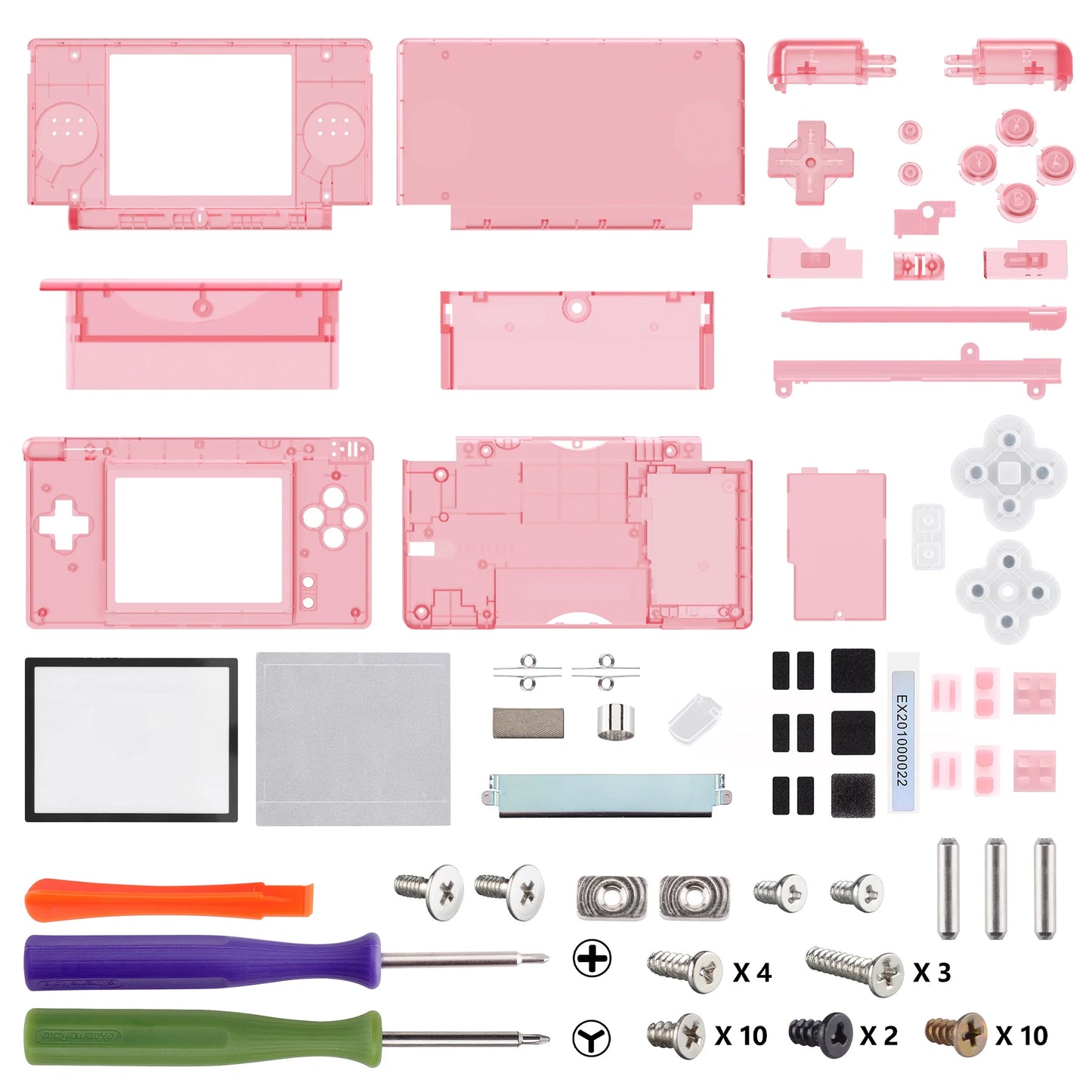eXtremeRate Replacement Full Housing Shell for Nintendo DS Lite, Custom Case Cover Button Screen Len for NDSL - Clear Series