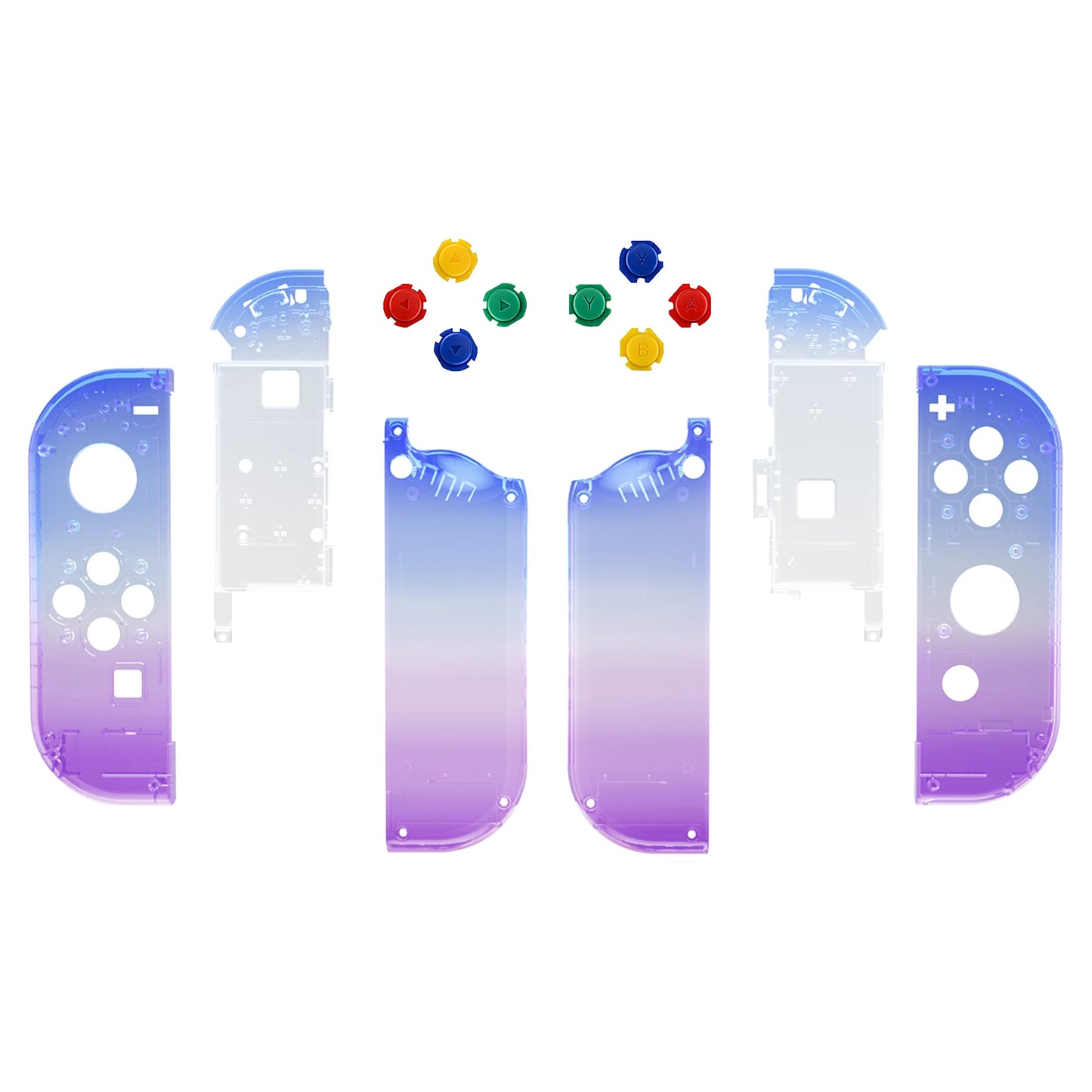 eXtremeRate Custom Transparent Housing Shell Cover W/Full Set Buttons for Nintendo Switch JoyCon & OLED JoyCon Controller