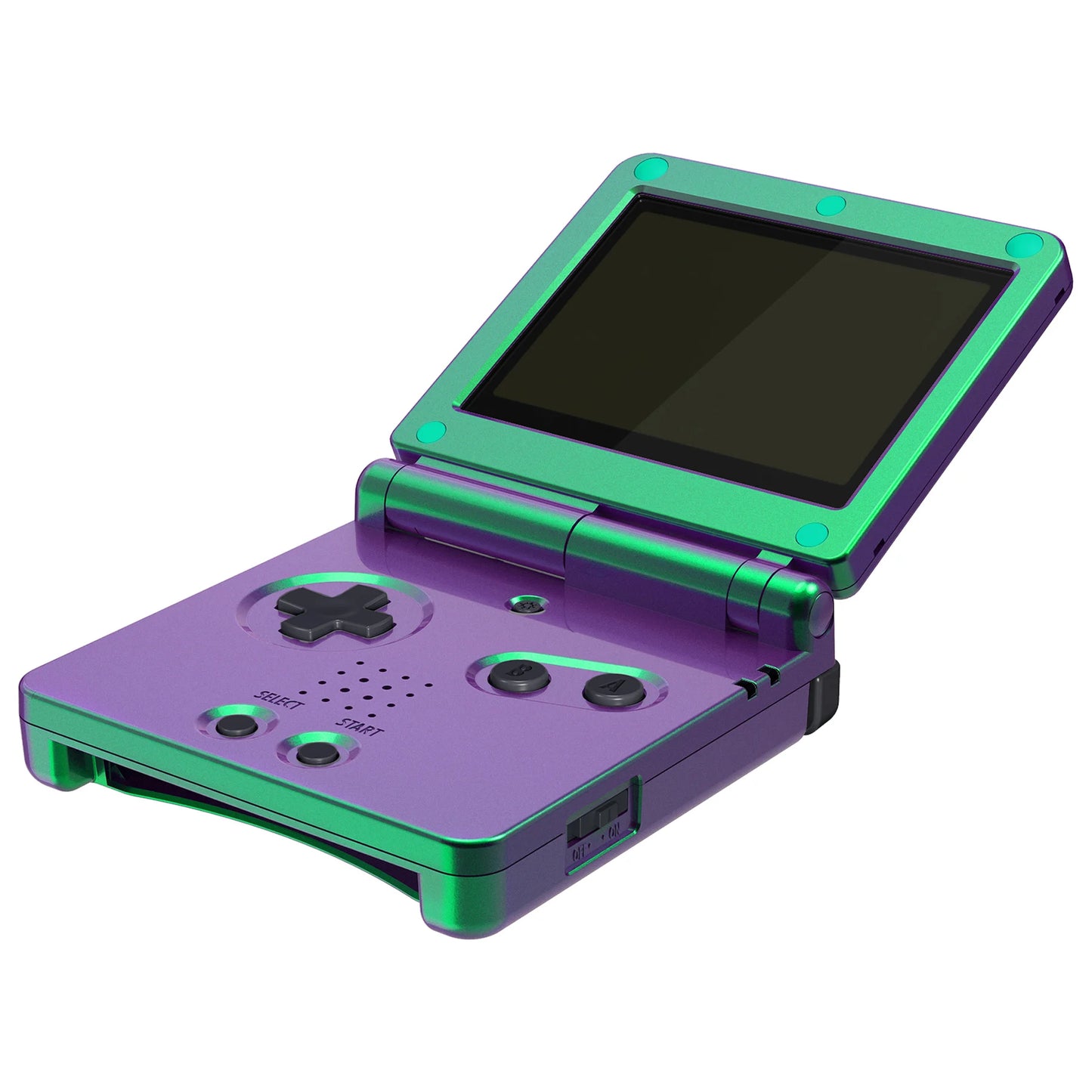 eXtremeRate Replacement Housing Shell for Gameboy Advance SP (GBA SP) - Chameleon Green Purple