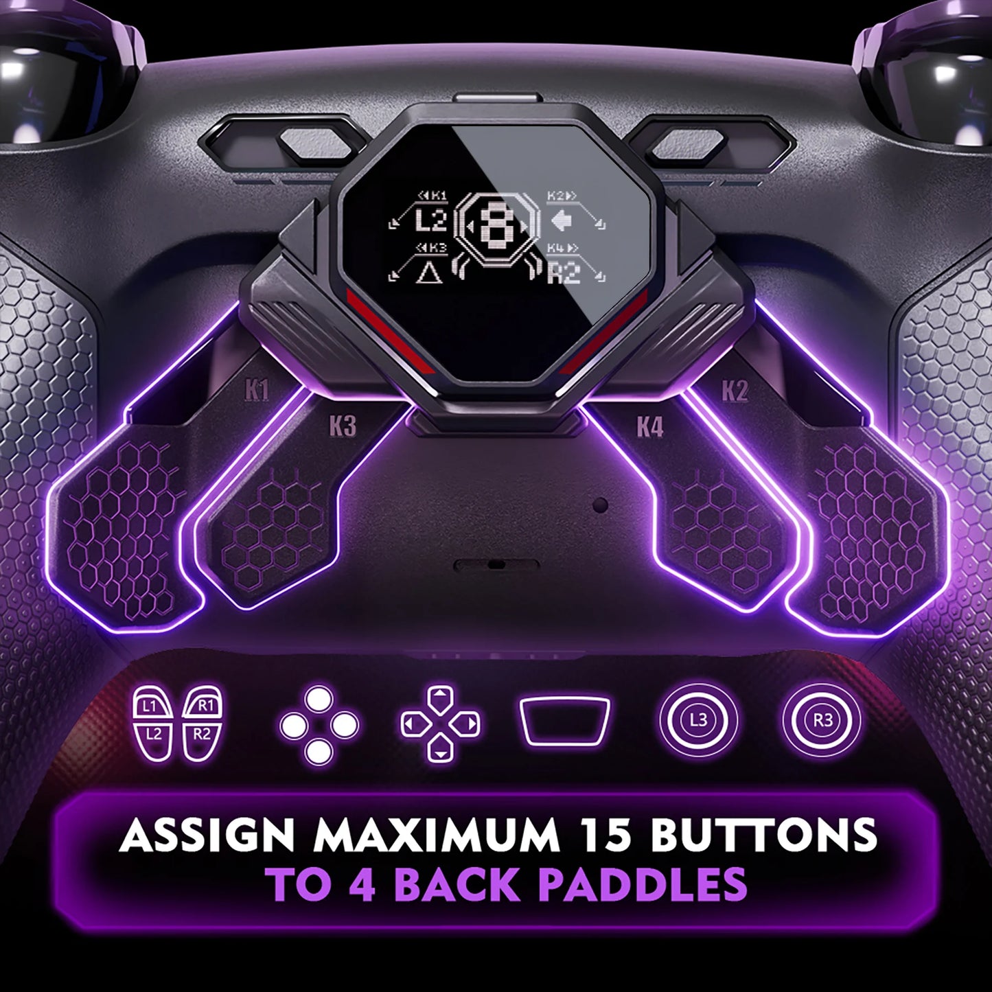 eXtremeRate SPARK Back Paddles Kit for ps5 Controller BDM-030 040 050 060 models, Remappable 4 Back Buttons Set-Rubberized Black