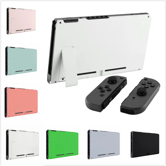 eXtremeRate DIY Replacement Grip Console Back Plate Housing Shell Case with Kickstand for NS Switch Console - White