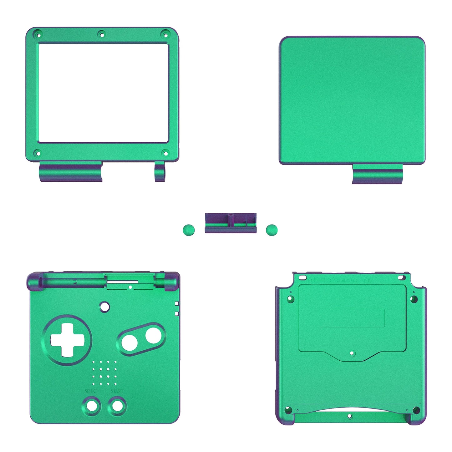 eXtremeRate Replacement Housing Shell for Gameboy Advance SP (GBA SP) - Chameleon Green Purple