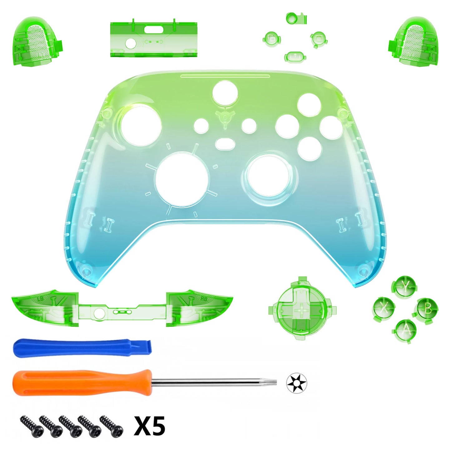 eXtremeRate Replacement Front Housing Shell Custom Cover Personalized Faceplate for Xbox Core Wireless Controller - Clear Series
