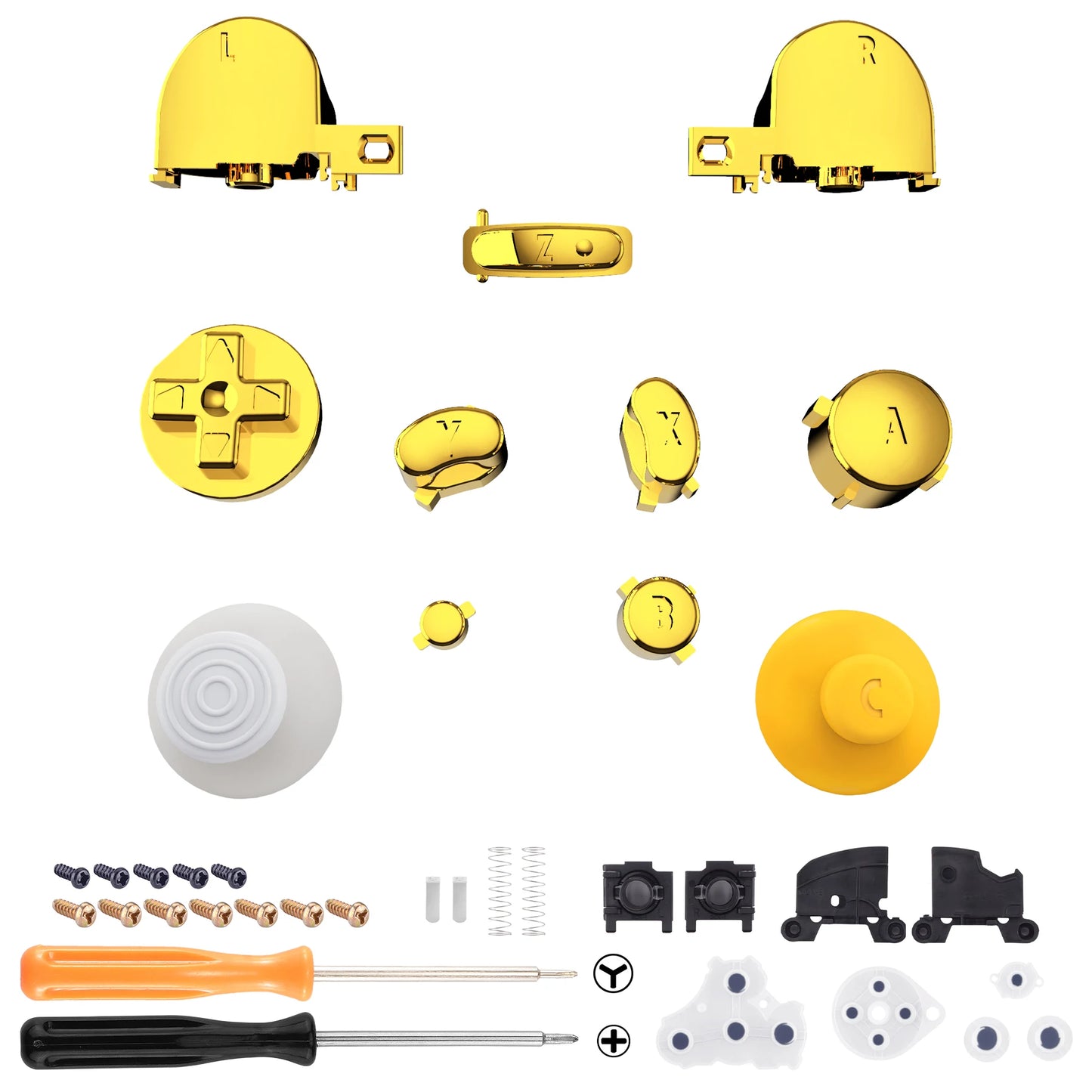 eXtremeRate DIY Replacement Full Set Buttons Thumbsticks & Tools for Nintendo GameCube Controller, Repair ABXY D-pad Z L R Keys