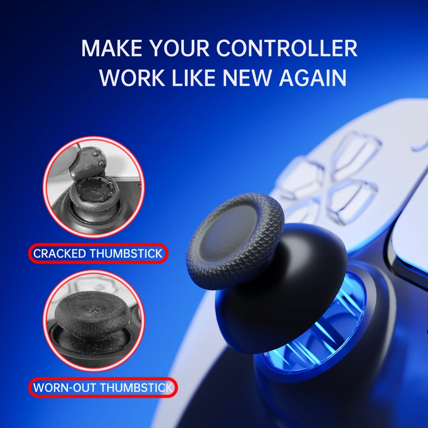 eXtremeRate Black 2 Pairs Universal Replacement Thumbsticks for PS5, for PS4 All Model Controllers, Custom Analog Stick Joystick