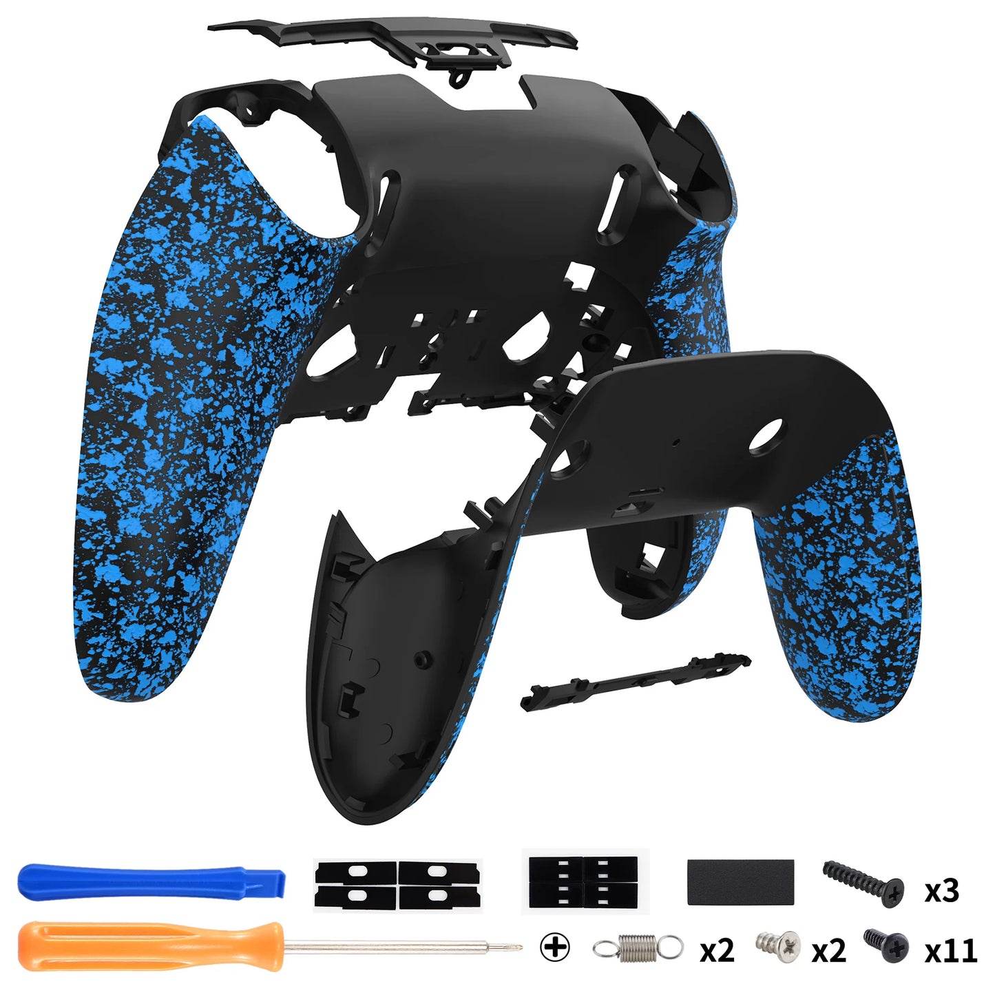 eXtremeRate Replacement Back Housing Bottom Shell & Clip Shell Compatible with ps5 Edge Controller - Textured Black