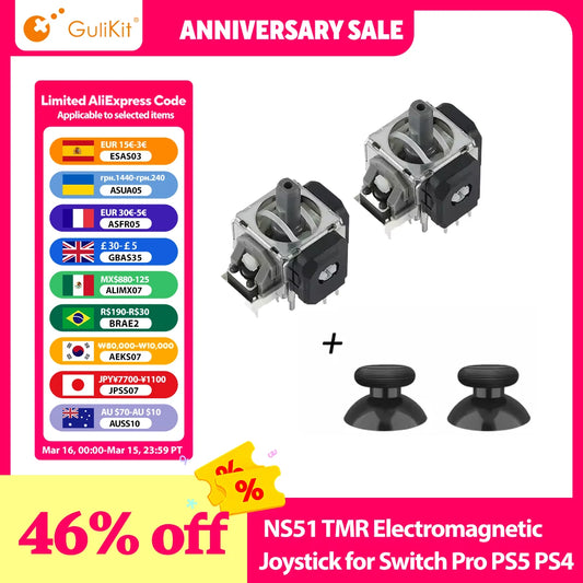 Gulikit NS51 TMR Electromagnetic Joystick for Switch Pro PS5 PS4 Xbox Series Controller Low Power Design for Repair