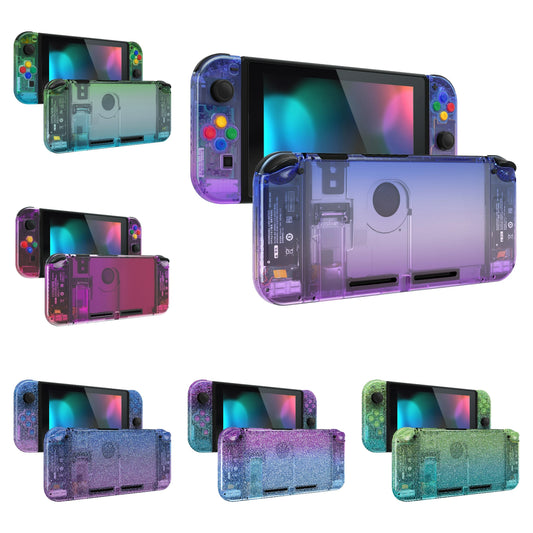 eXtremeRate DIY Replacement Back Shell with Full Set Buttons for NS Switch, Joycon Handheld Grips Kickstand - Gradient Series