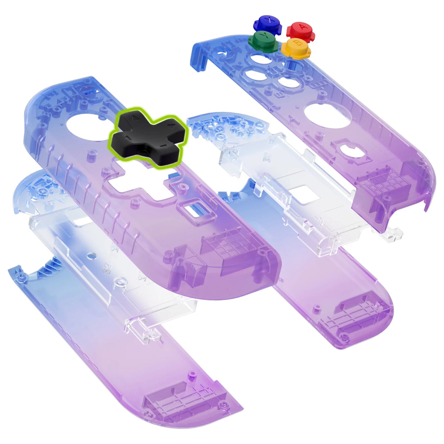 eXtremeRate Controller Housing (D-Pad Version) with Full Set Buttons for Nintend Switch JoyCon & OLED JoyCon - Gradient Bluebell
