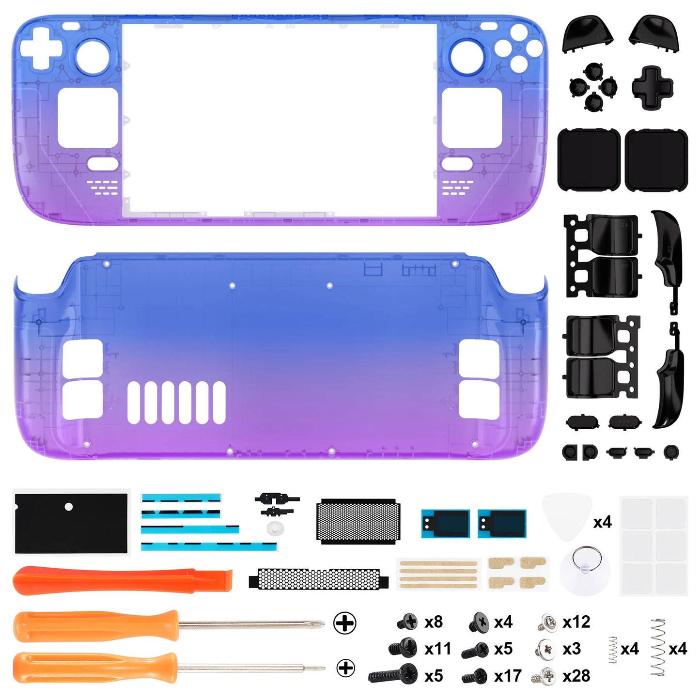 eXtremeRate Replacement Housing Shell Set for Steam Deck LCD, Faceplate Back Plate Shell with Buttons - Gradient Series