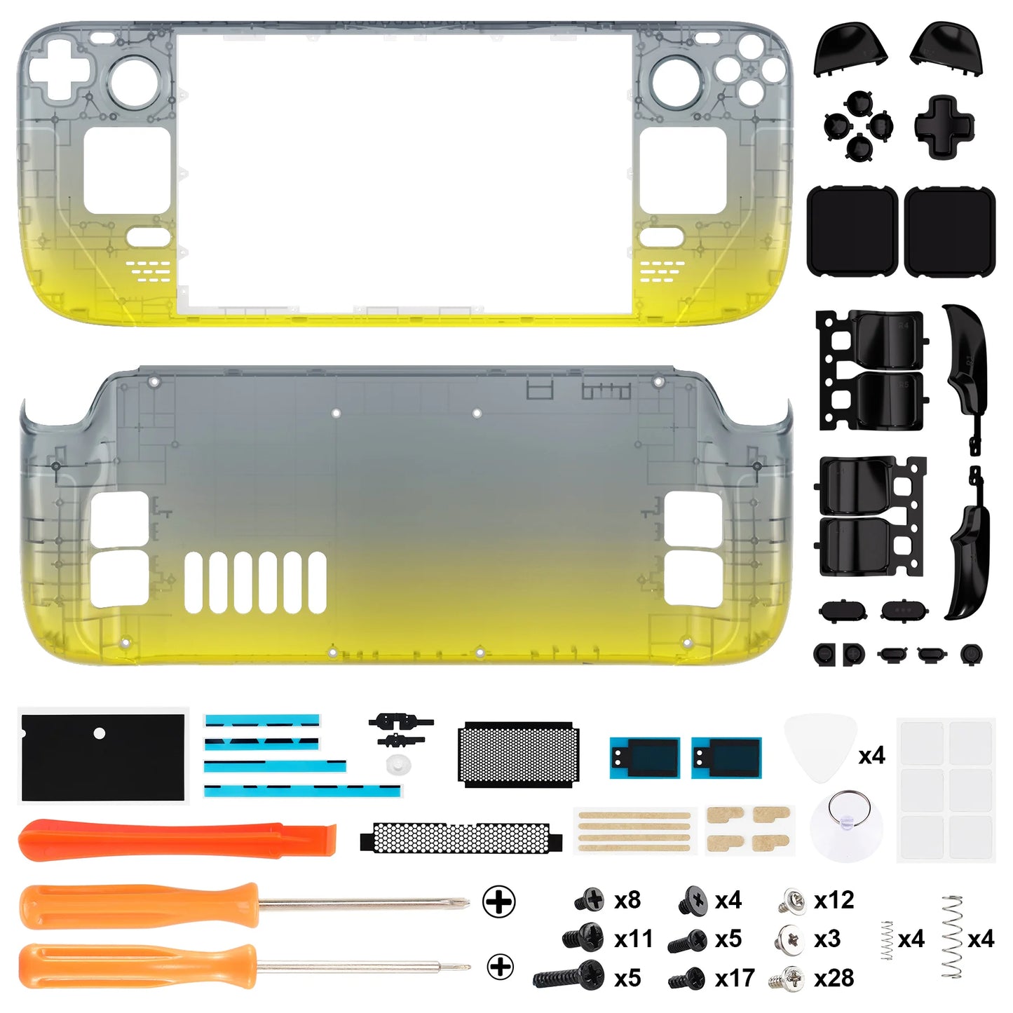 eXtremeRate Replacement Housing Shell Set for Steam Deck LCD, Faceplate Back Plate Shell with Buttons - Gradient Series